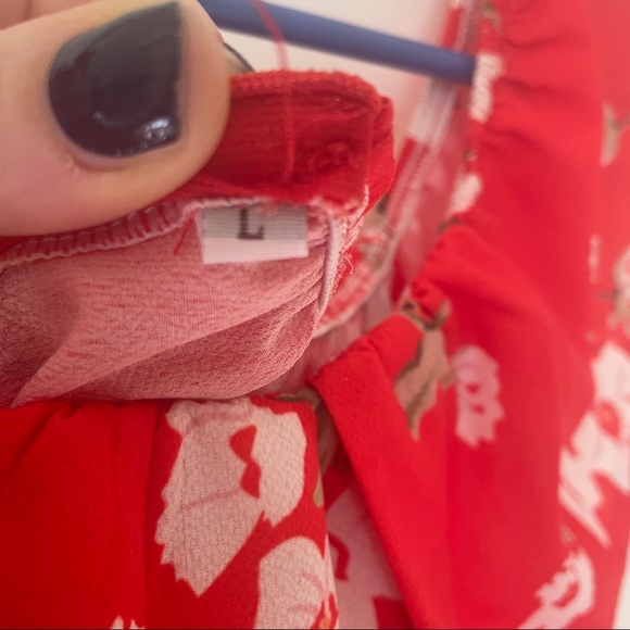 Red Off-the-Shoulder Romper - Picture 2 of 4